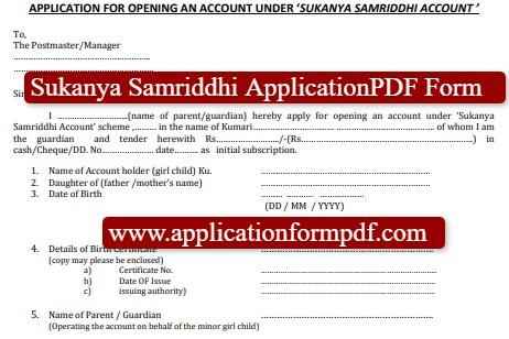 Sukanya Samriddhi Yojana Form PDF Preview