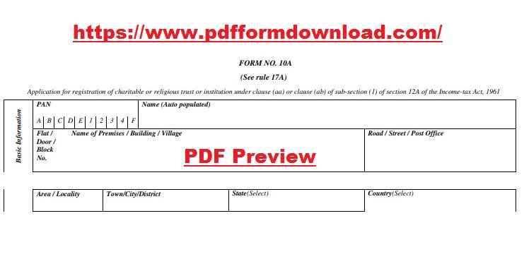 Form 10A for Income Tax Application PDF Preview