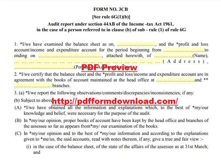 Form 3CB PDF Preview
