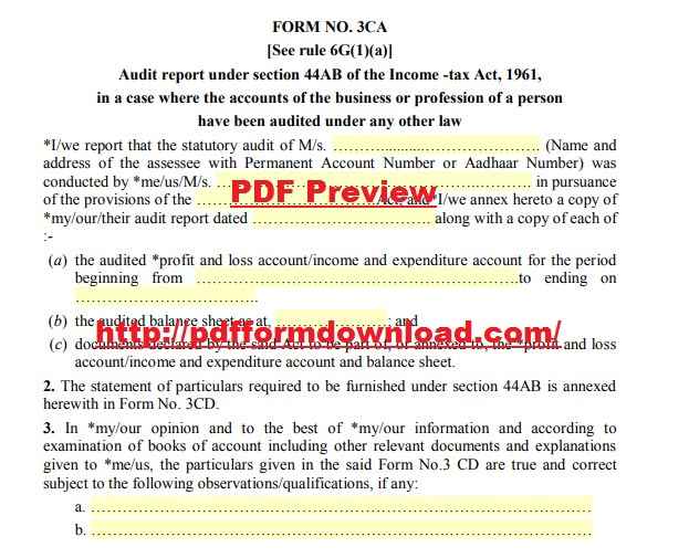 Income Tax Form 3CA PDF Preview