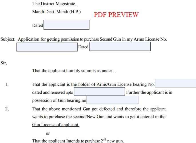  Himachal Pradesh Gun License Application Form PDF