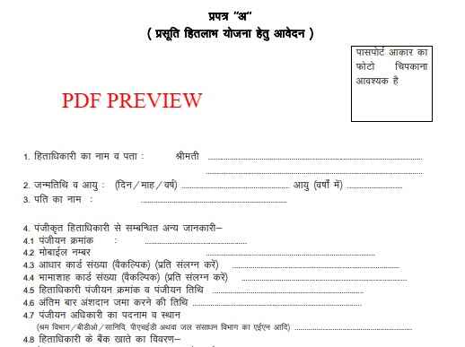 Rajasthan Prasuti Sahayata Yojana Application Form