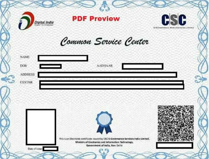 CSC Certificate PDF Sample