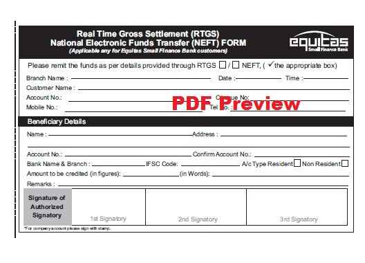 ESFB NEFT/RTGS Form PDF Preview